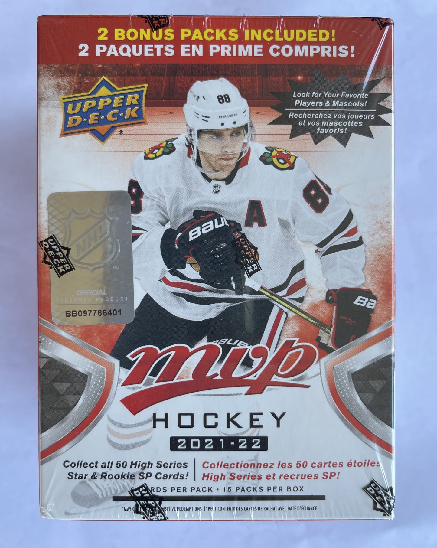 2021-22 Upper Deck MVP Hockey Sealed Box - 15 Packs Per Box - Trading Cards Collectables