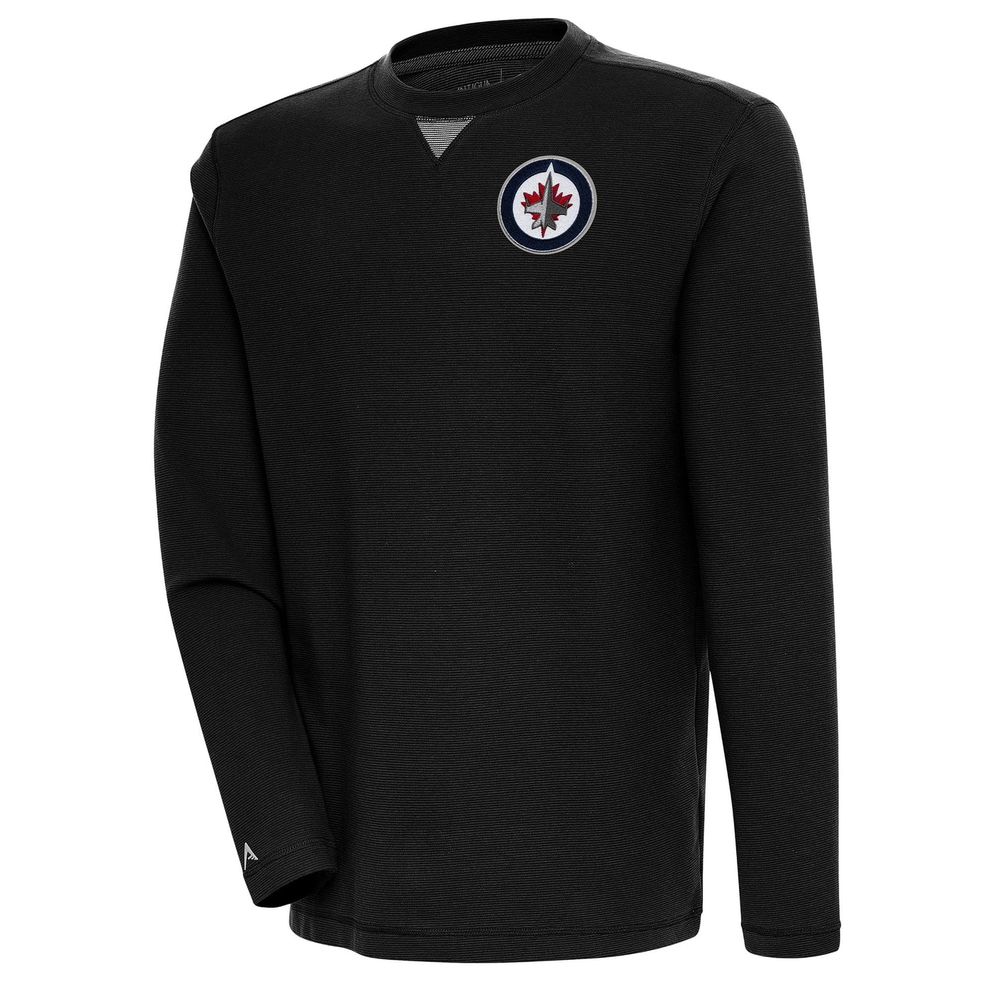 Men's Antigua  Black Winnipeg Jets Flier Bunker Tri-Blend Pullover Sweatshirt