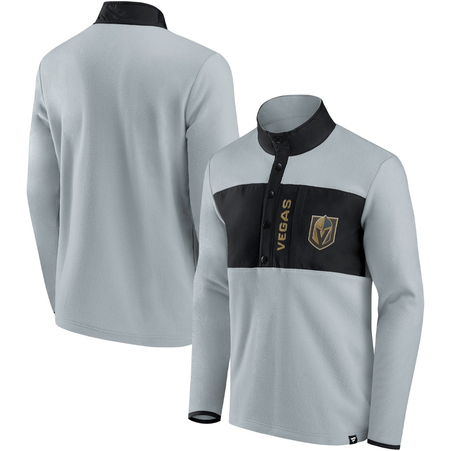 Men's Fanatics Branded Gray/Black Vegas Golden Knights Hockey Polar Fleece Quarter-Snap Jacket