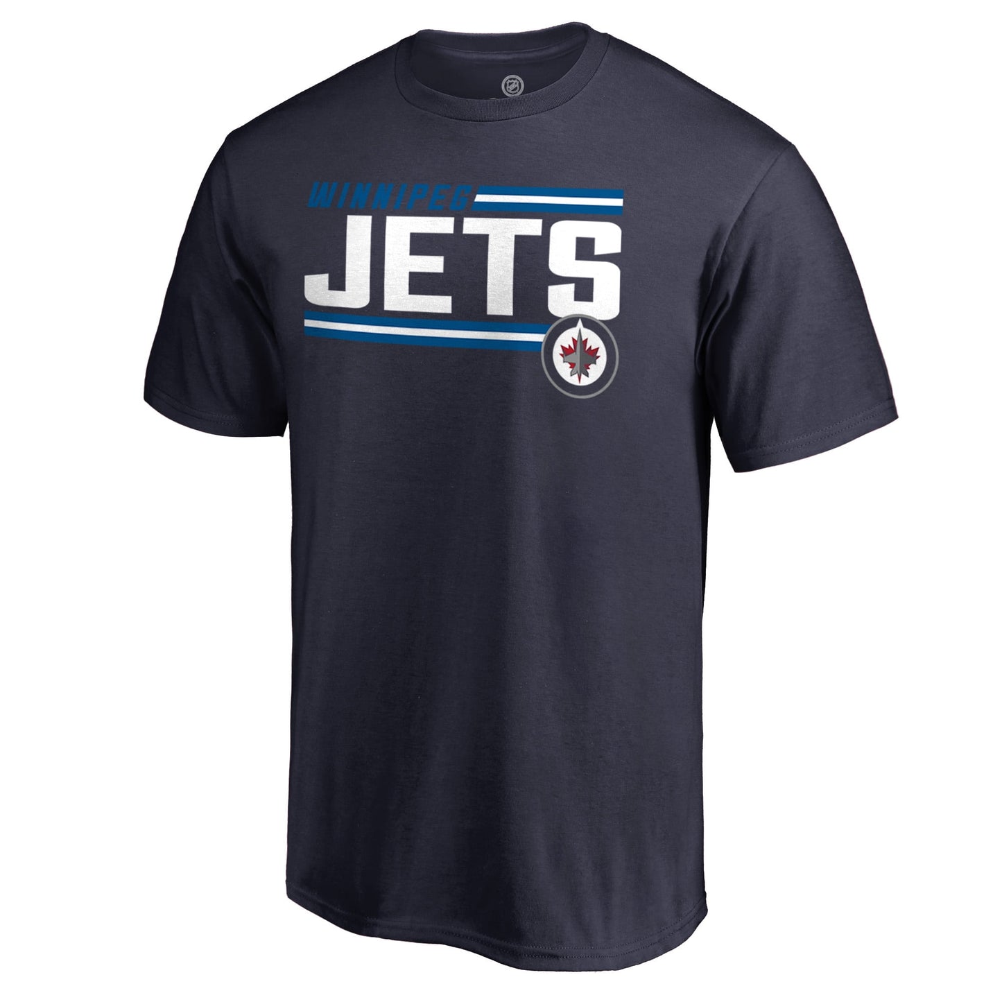 Men's Fanatics Branded Navy Winnipeg Jets Iconic Collection On Side Stripe T-Shirt