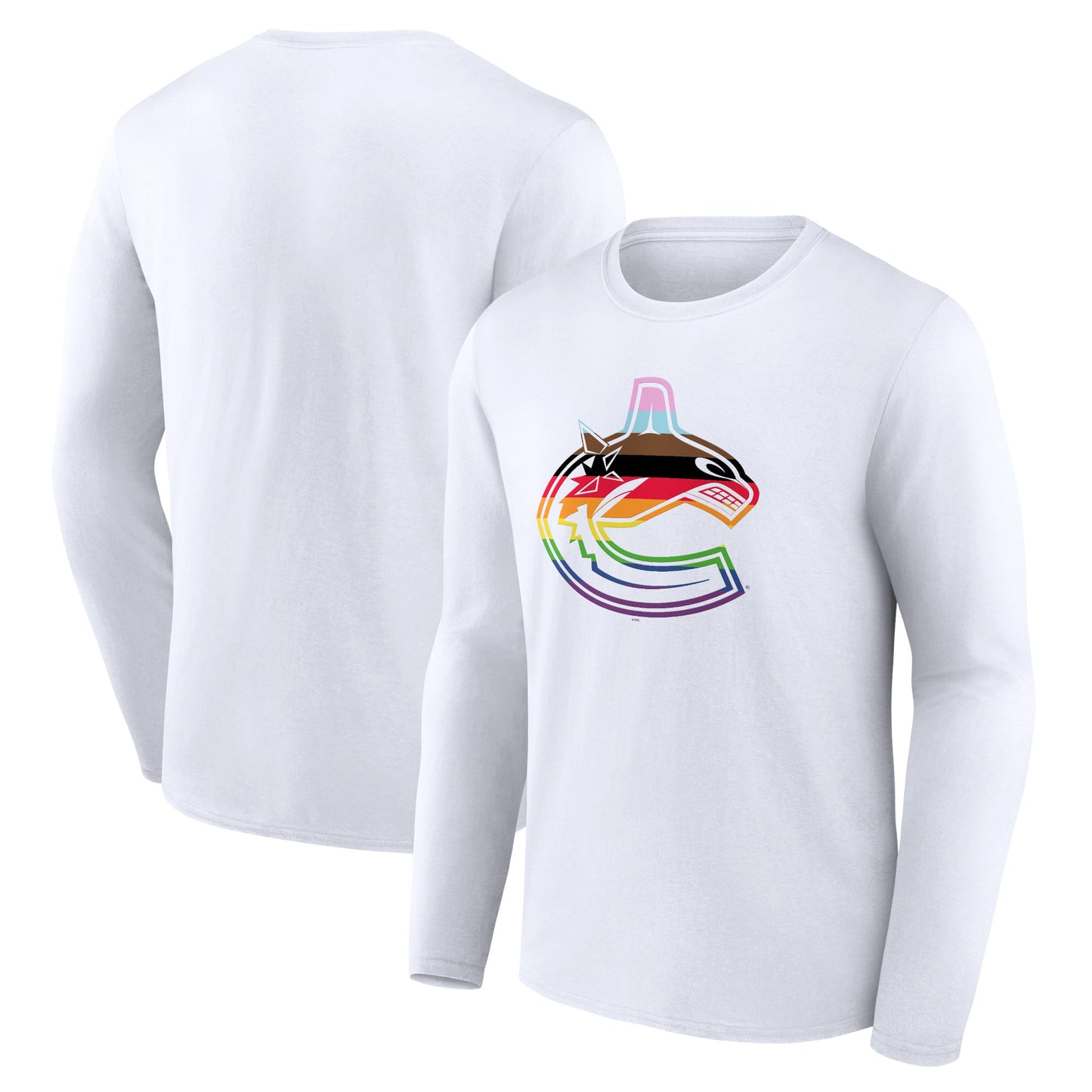 Men's Fanatics Branded White Vancouver Canucks Team Pride Logo Long Sleeve T-Shirt