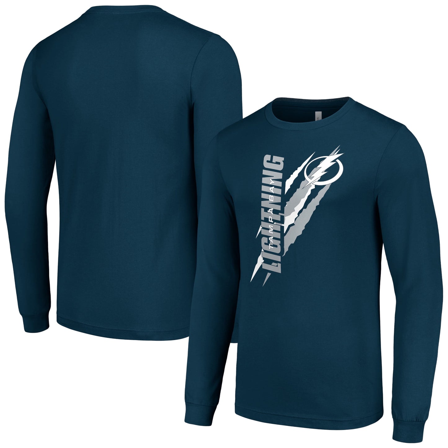 Men's Starter Navy Tampa Bay Lightning Color Scratch Long-Sleeve T-Shirt