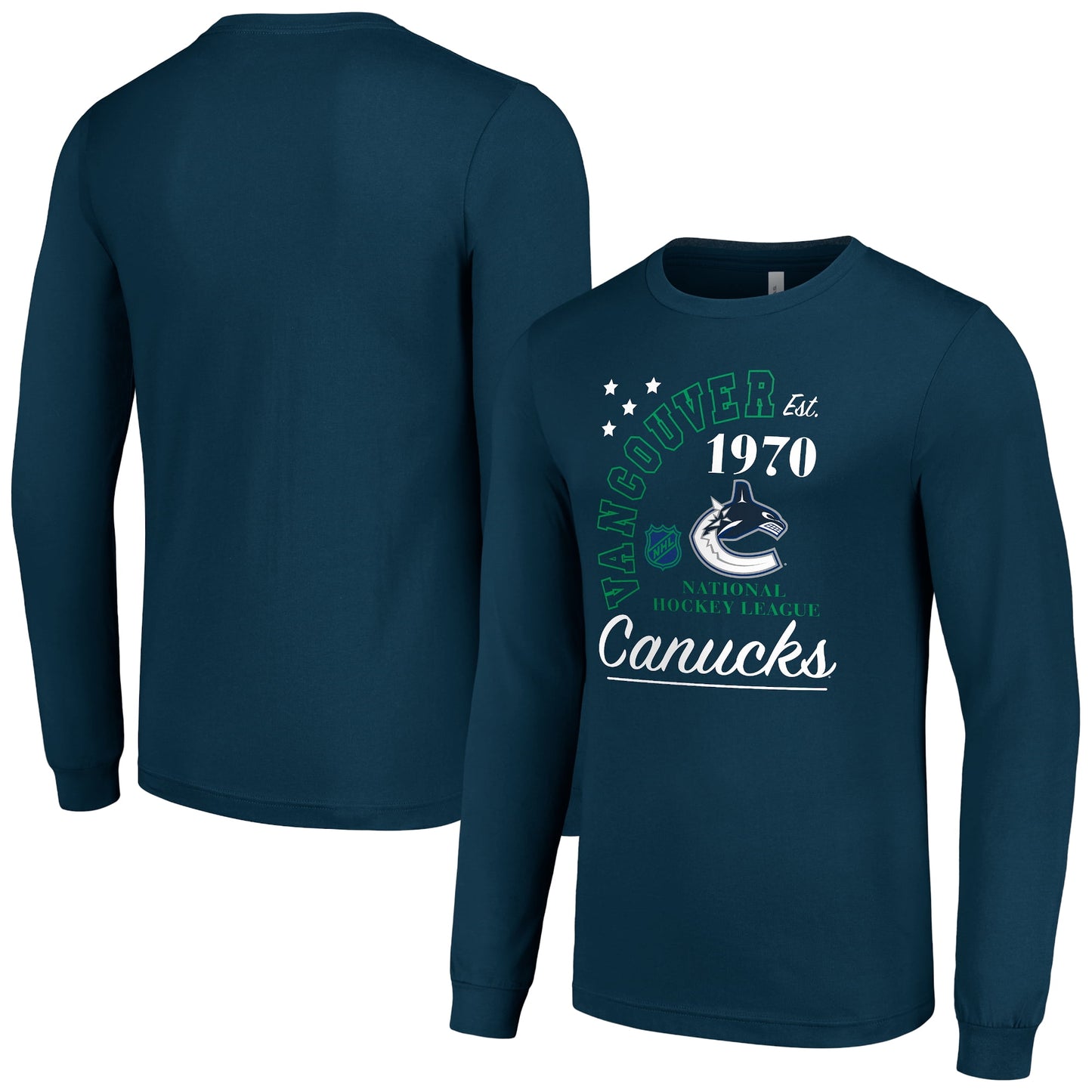 Men's Starter  Navy Vancouver Canucks Arch City Theme Graphic Long Sleeve T-Shirt