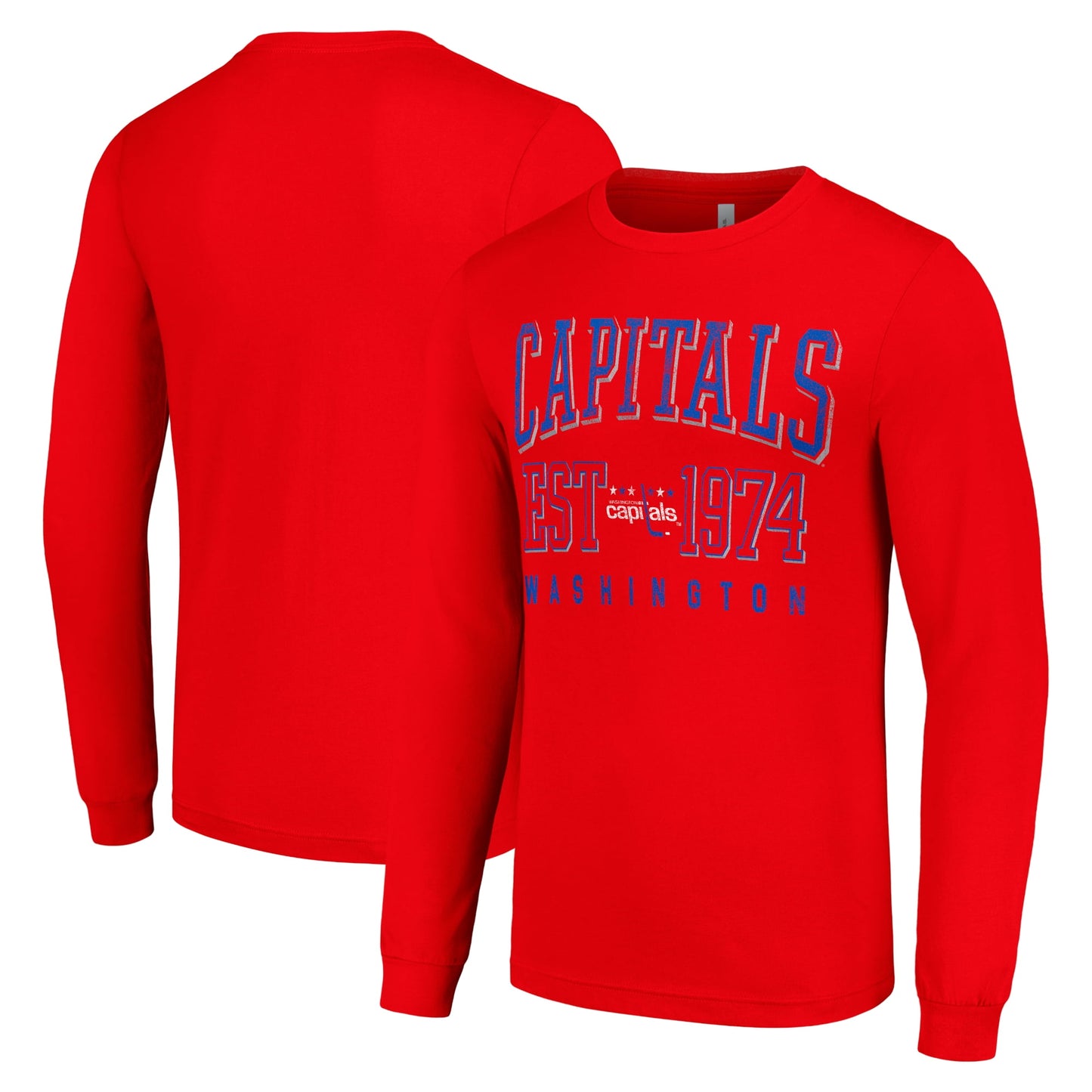 Men's Starter Red Washington Capitals Retro Graphic Long Sleeve Crew T-Shirt