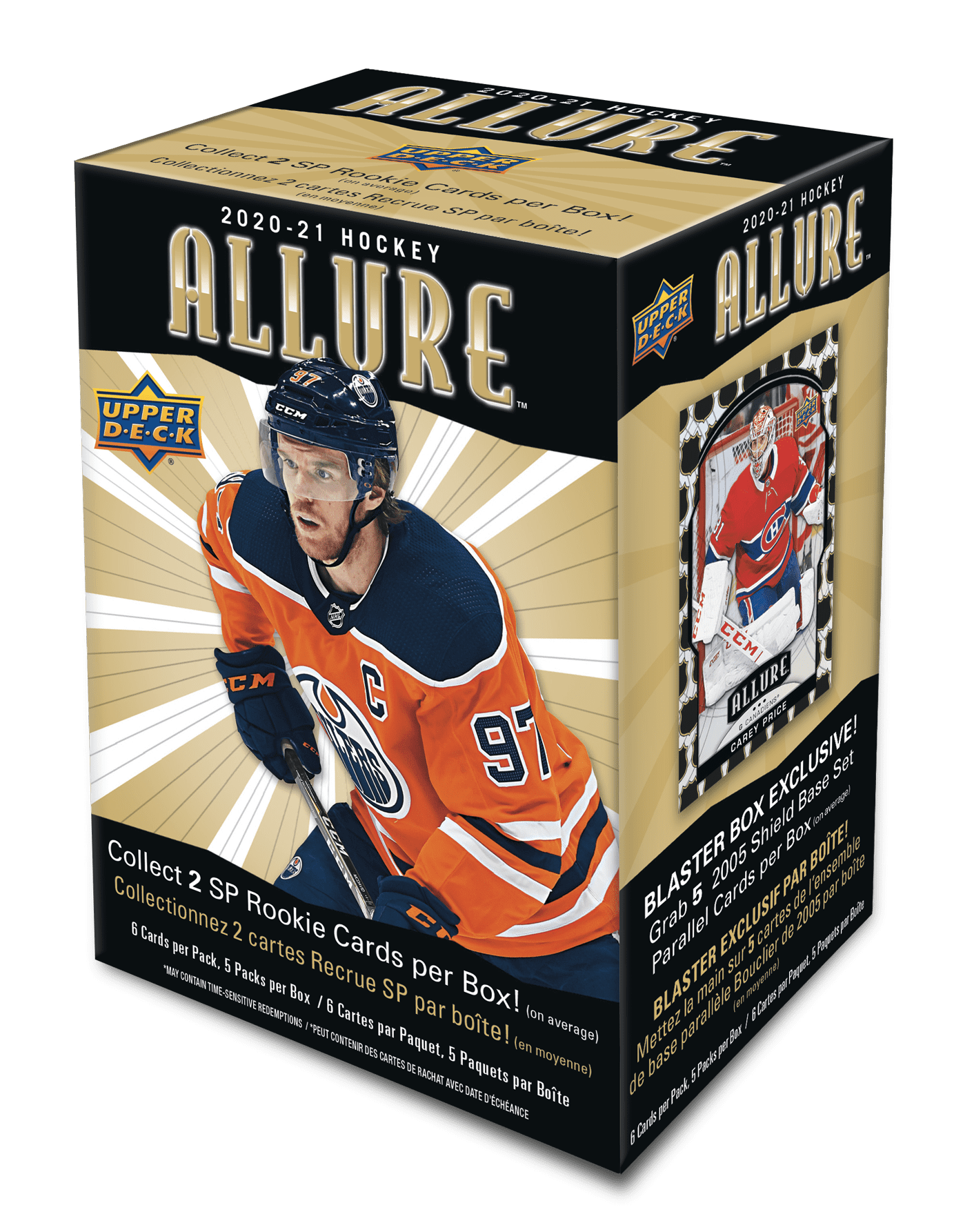 Upper Deck 2020-21 Allure NHL Hockey Trading Cards Blaster Box- 2 SP Rookie Cards | 30 Cards