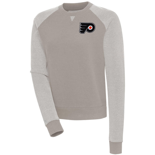 Women's Antigua  Oatmeal/White Philadelphia Flyers Flier Bunker Pullover Sweatshirt