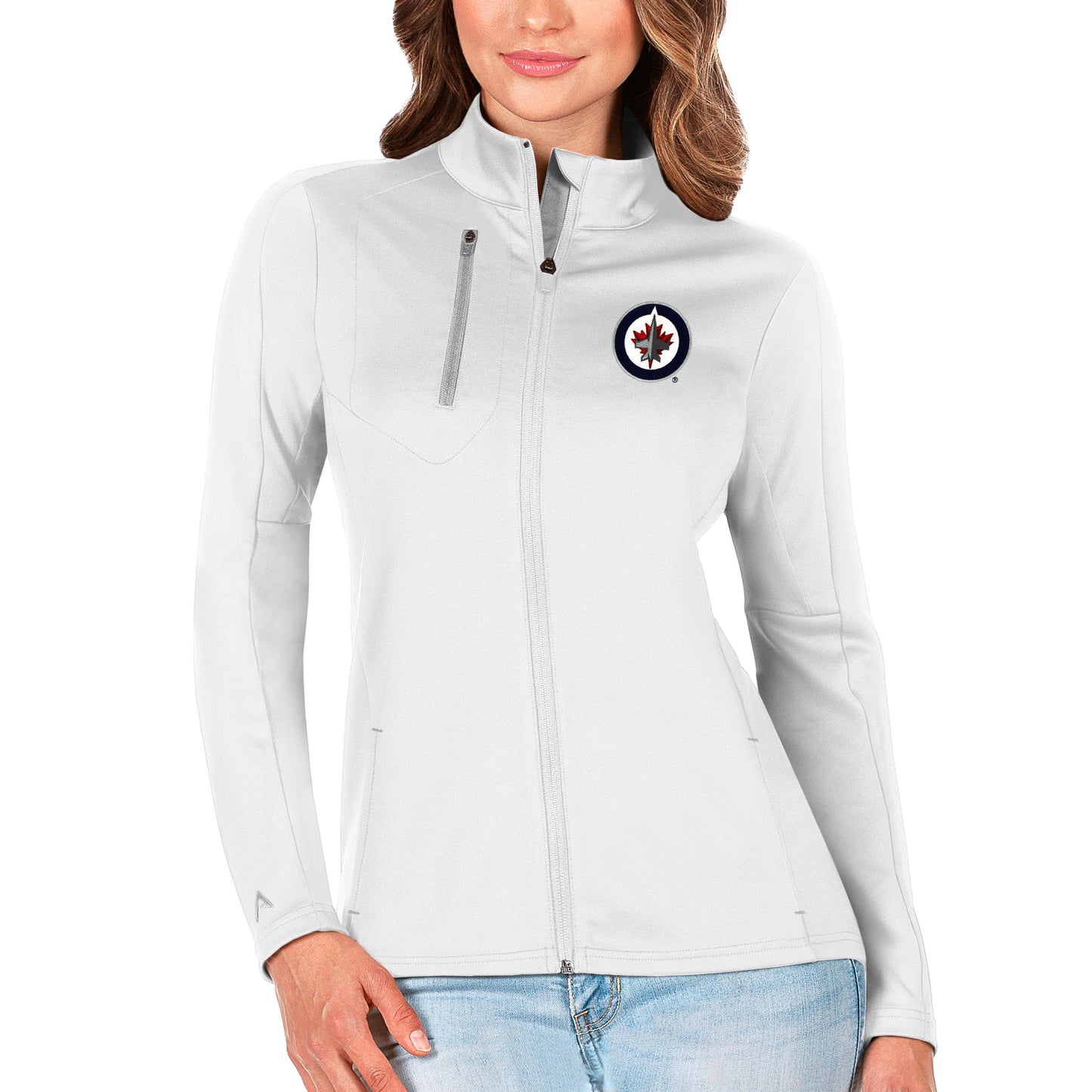 Women's Antigua White/Silver Winnipeg Jets Generation Full-Zip Pullover Jacket