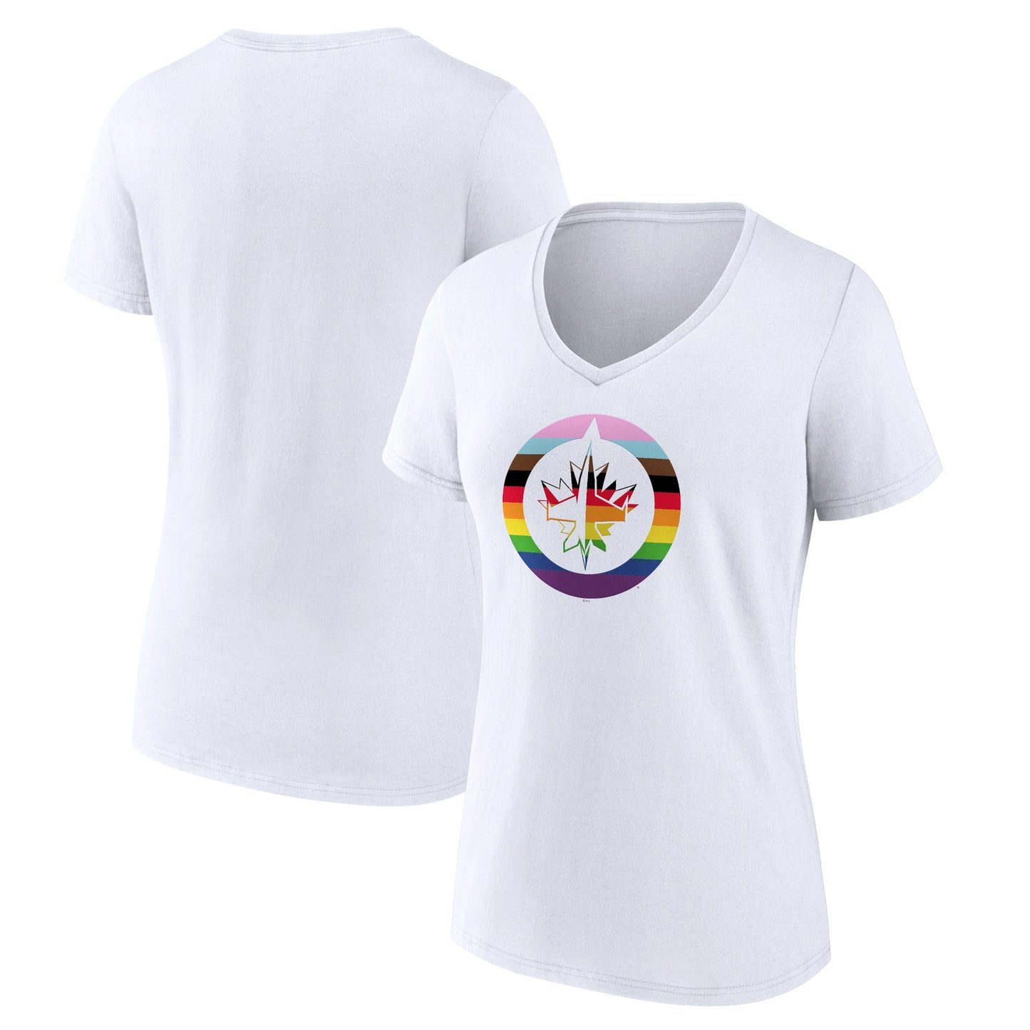 Women's Fanatics Branded White Winnipeg Jets Team Pride Logo V-Neck T-Shirt
