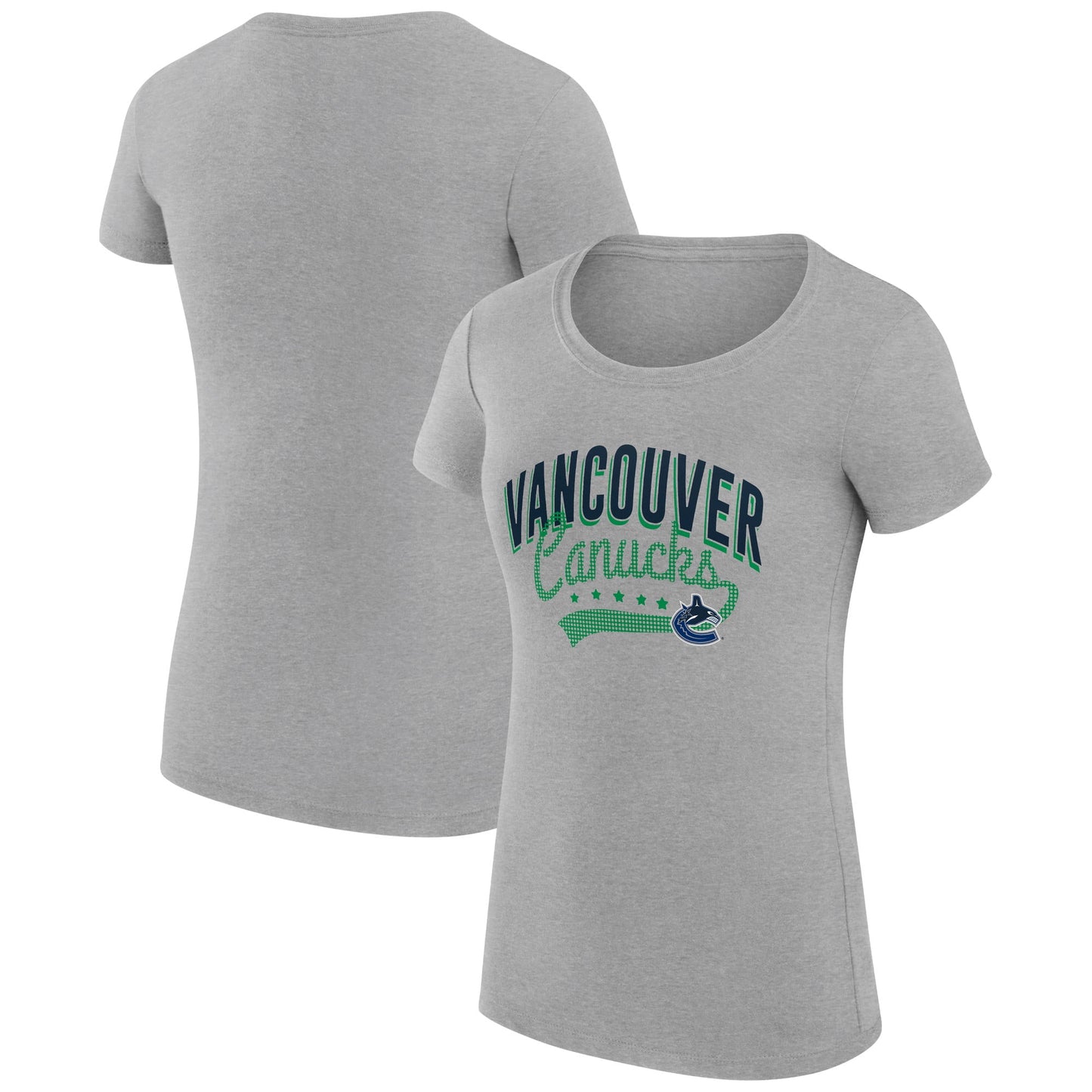 Women's G-III 4Her by Carl Banks Gray Vancouver Canucks Filigree Logo Fitted T-Shirt