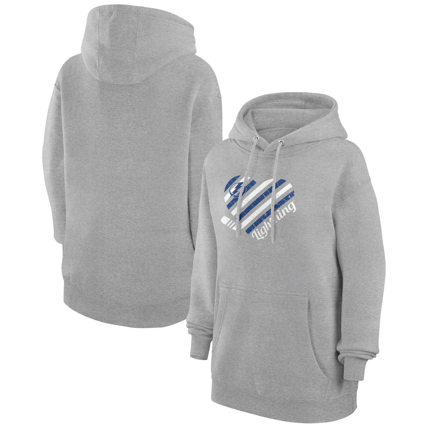 Women's G-III 4Her by Carl Banks  Heather Gray Tampa Bay Lightning Heart Pullover Hoodie
