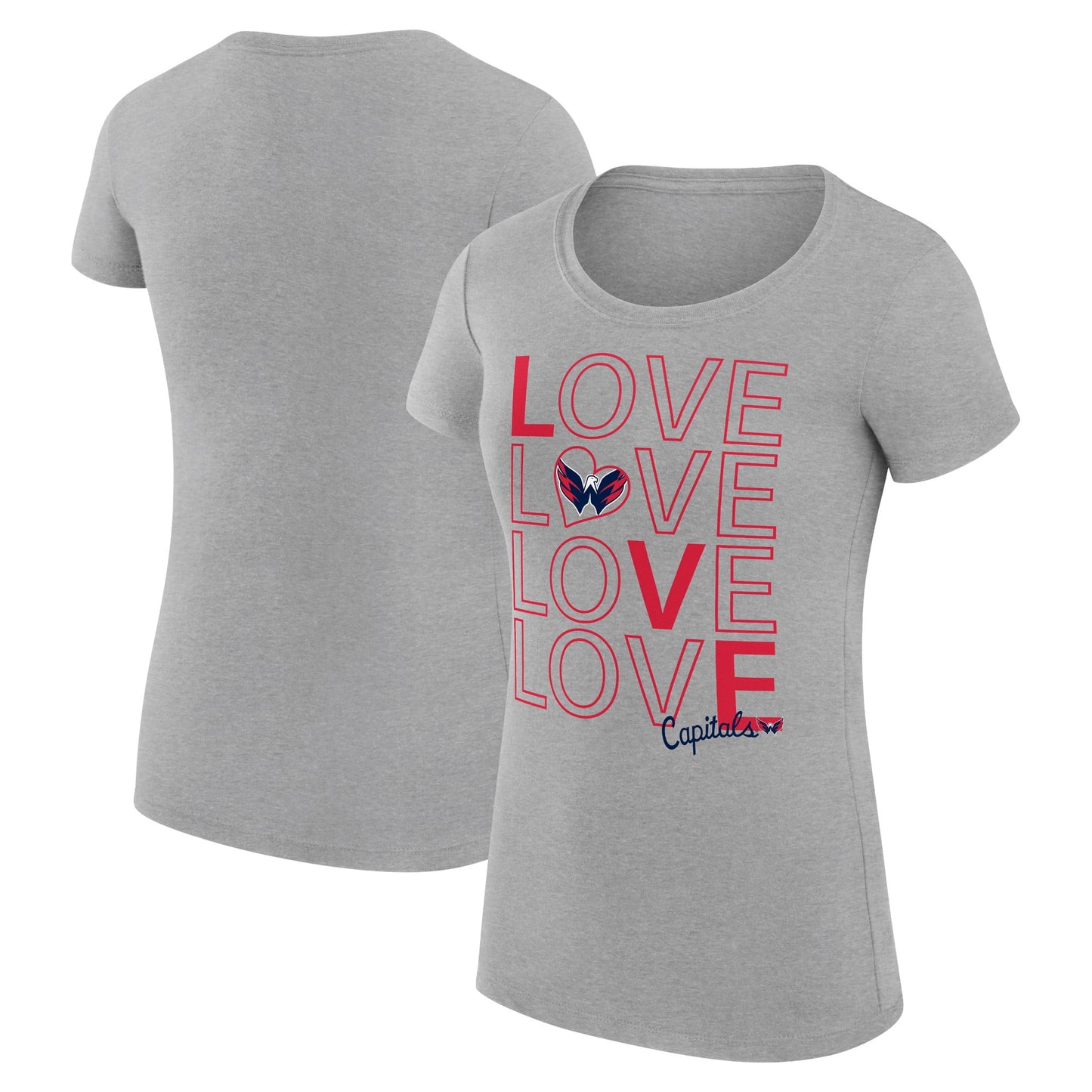 Women's G-III 4Her by Carl Banks  Heather Gray Washington Capitals Hockey Love Fitted T-Shirt