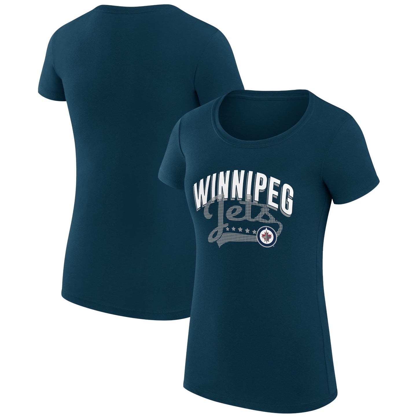 Women's G-III 4Her by Carl Banks Navy Winnipeg Jets Filigree Logo Fitted T-Shirt