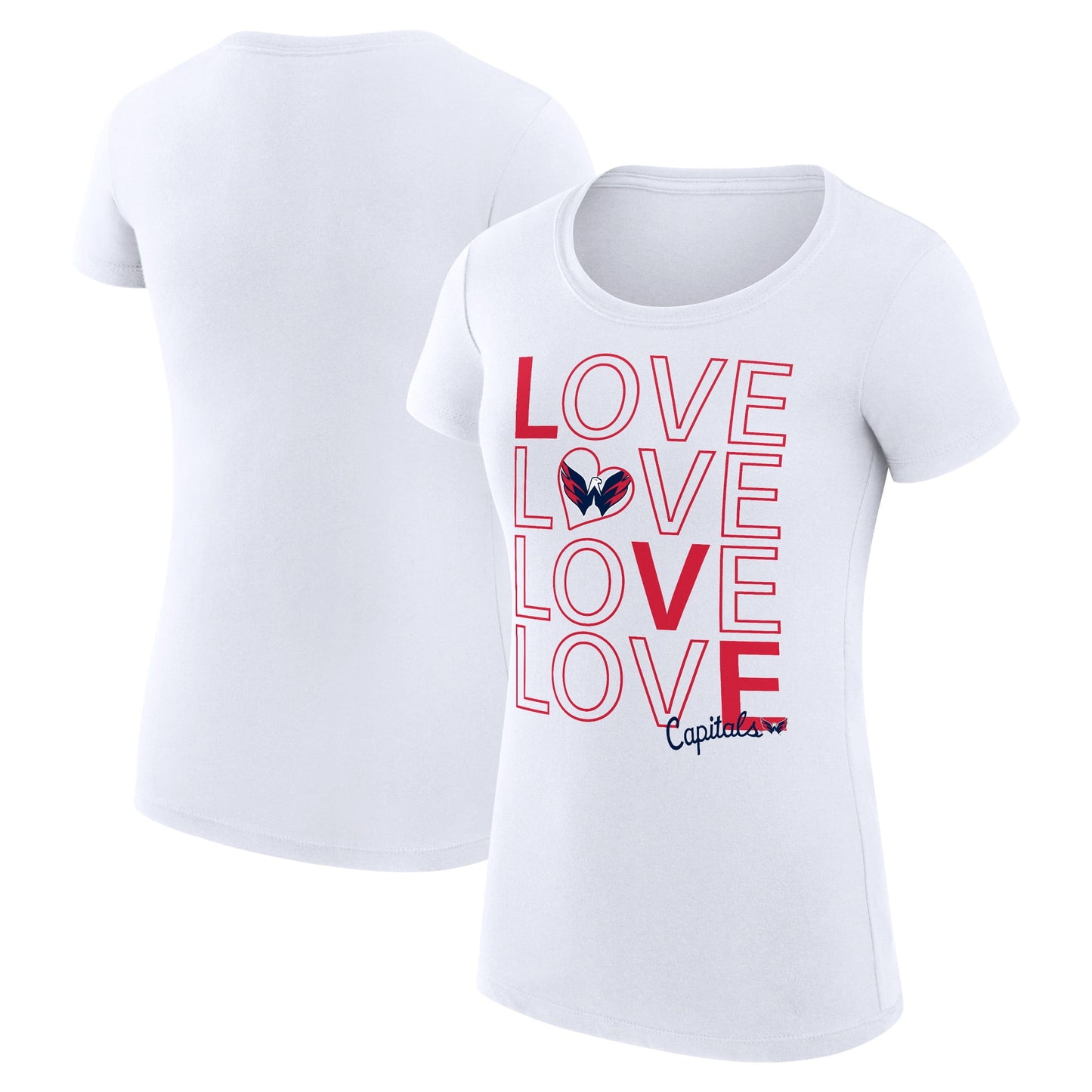 Women's G-III 4Her by Carl Banks  White Washington Capitals Hockey Love Fitted T-Shirt