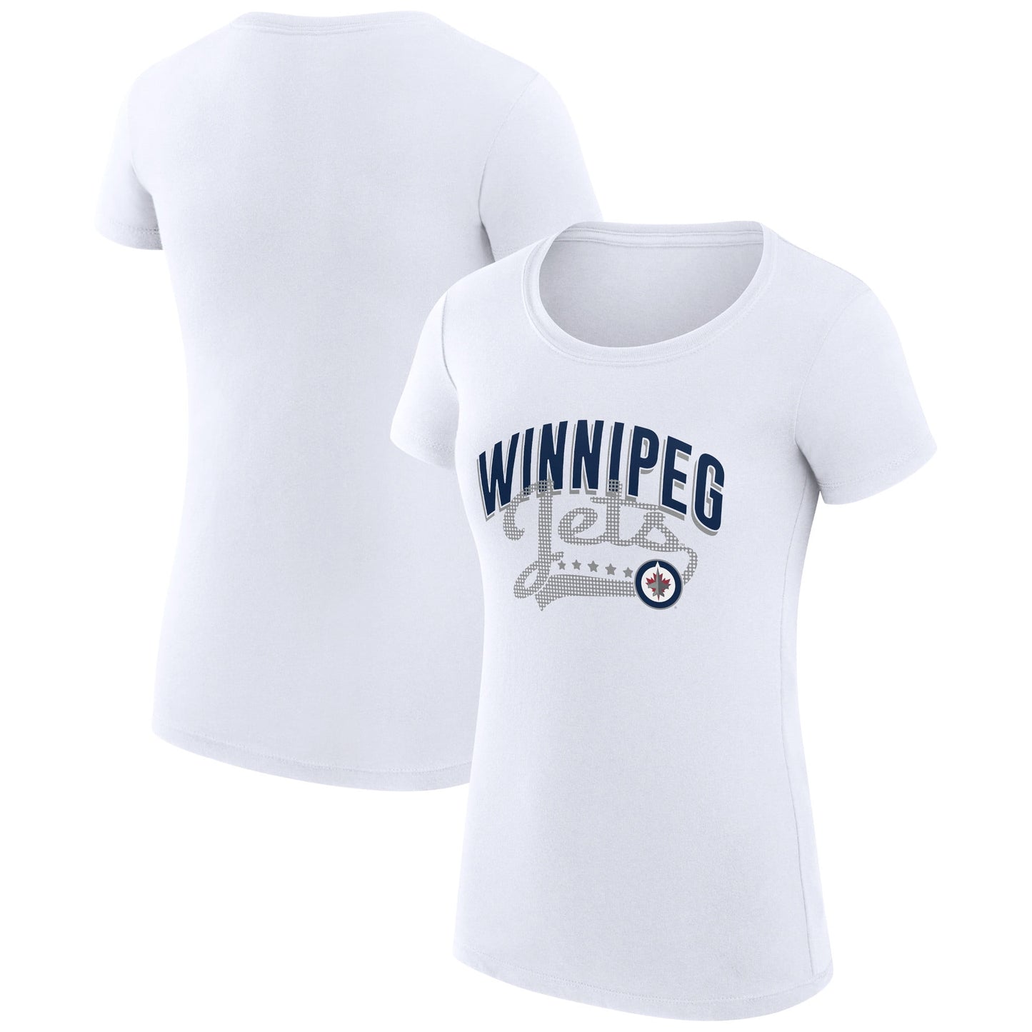 Women's G-III 4Her by Carl Banks White Winnipeg Jets Filigree Logo Fitted T-Shirt