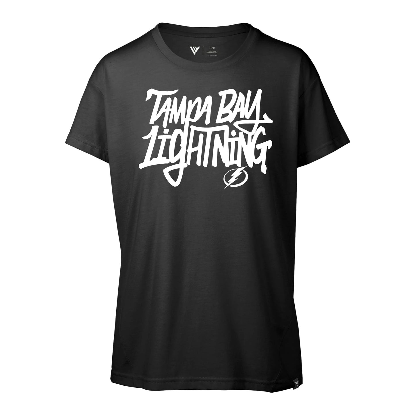 Women's Levelwear Black Tampa Bay Lightning Teagan Graffiti T-Shirt