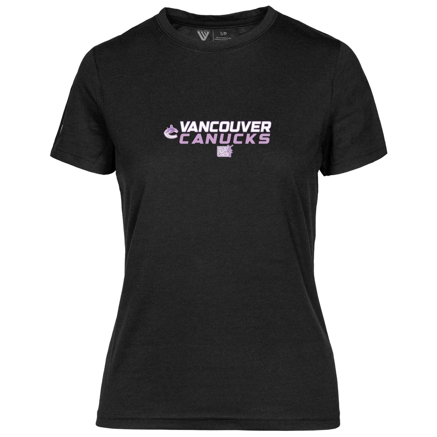 Women's Levelwear Black Vancouver Canucks Hockey Fights Cancer Maddox Chase T-Shirt