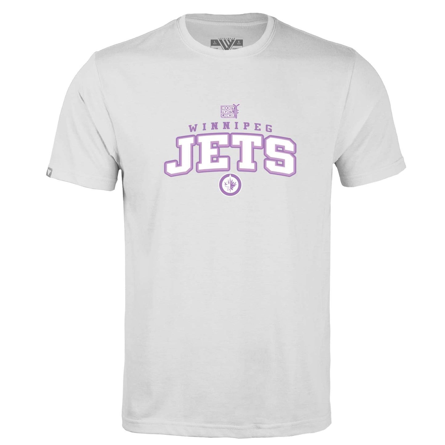 Youth Levelwear White Winnipeg Jets Hockey Fights Cancer Little Richmond T-Shirt